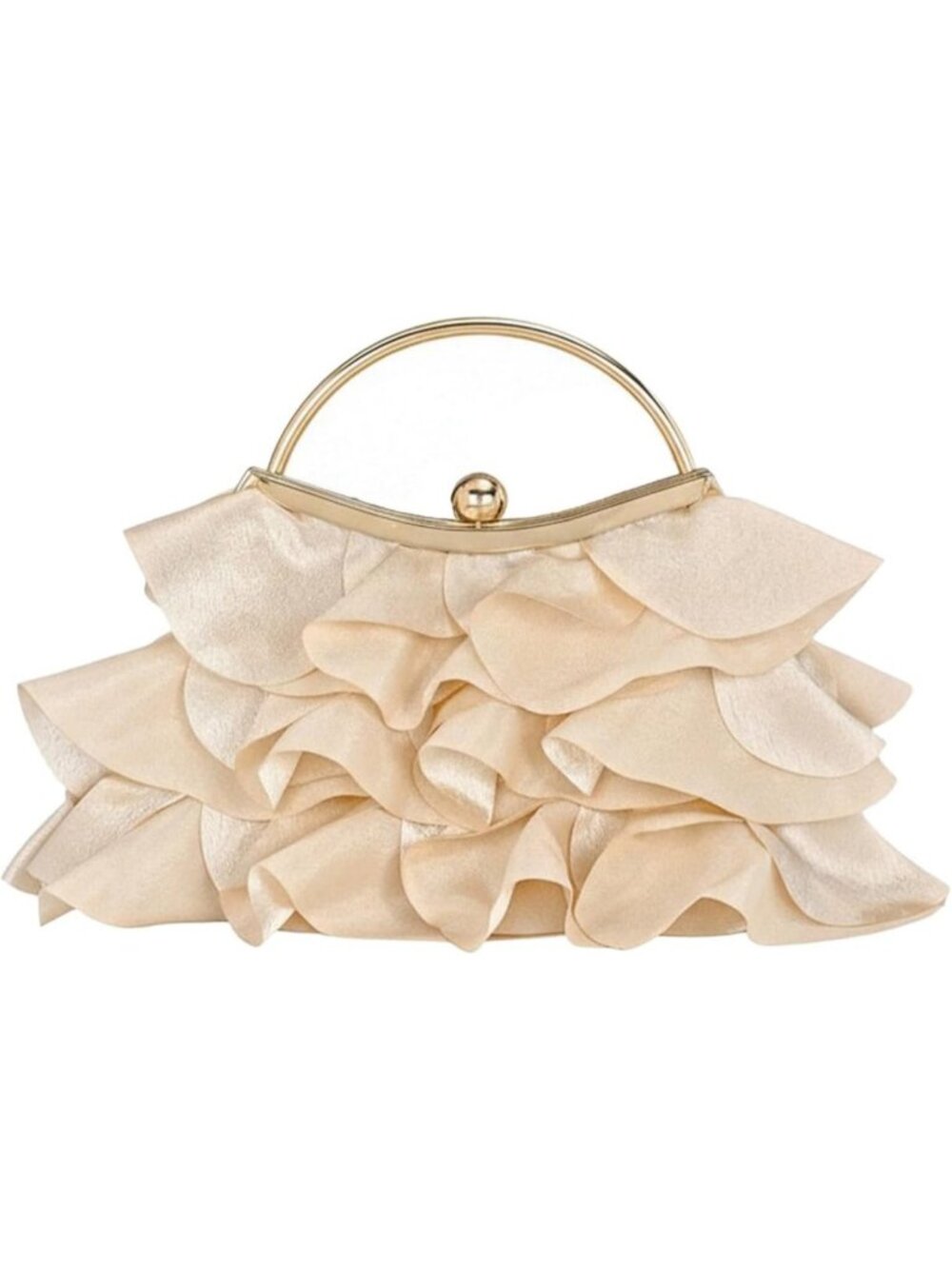 Women's Apricot Floral Clutch Purse Wedding Guest Bow Evening Crossbody Bag
